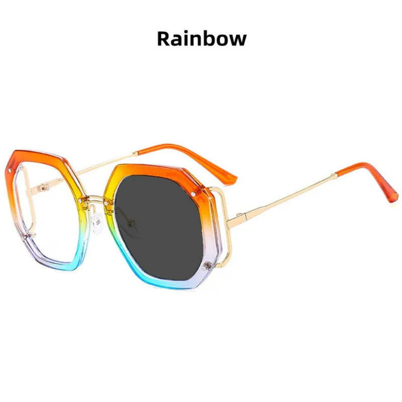 Polygon Photochromic Anti Blue Light  Reading Hyperopia Eyeglasses
