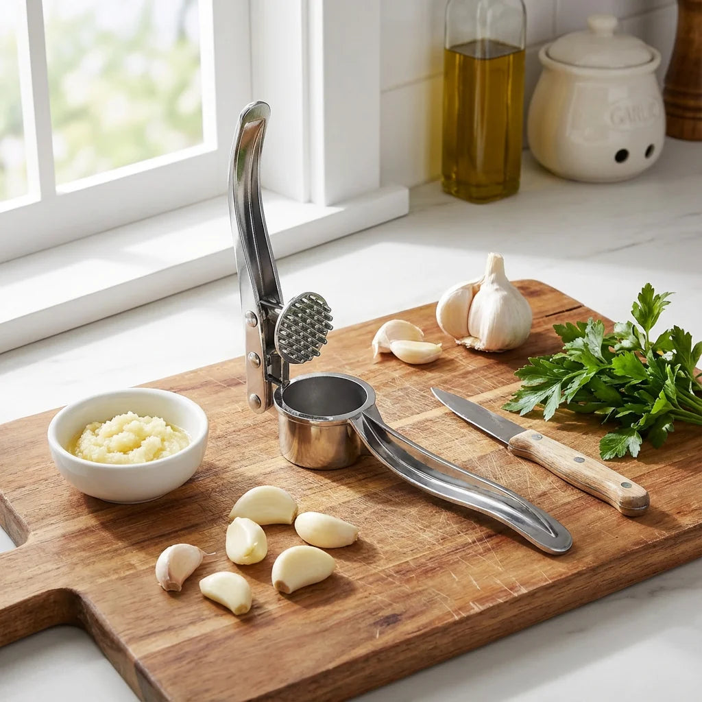 18x5cm, Heavy Duty, Multipurpose Too l3-in-1 Aluminum Alloy Garlic Press, Nut Cracker & Bottle Opener