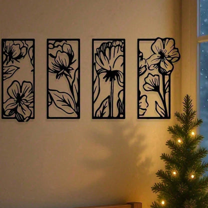 4Pcs Gothic Floral Metal Wall Art