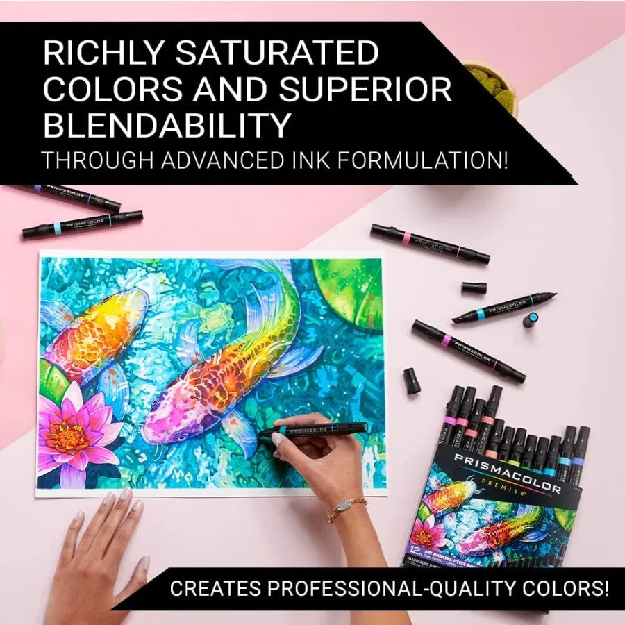 Premier Dual-Ended Art Markers with Chisel Tip and Fine Tip