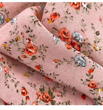 Floral Chiffon High Waist A-Line Square NeckLine Dress