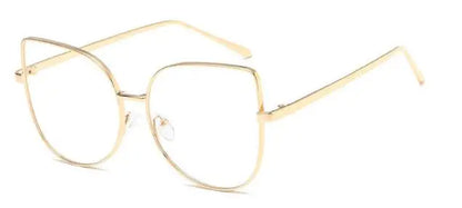 Retro Anti-Blue Radiation Myopia Glass Metal Oversized Cat Eye Frame Glasses Diopter 0 to -6.0