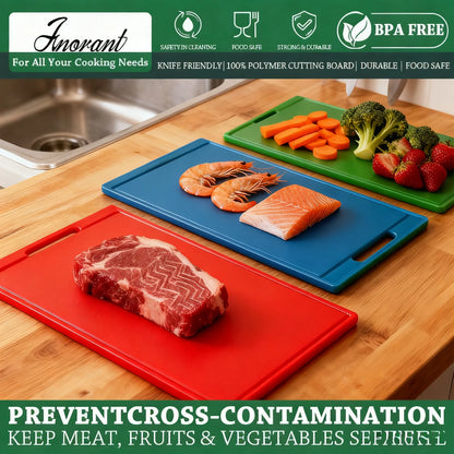 COOK WITH COLOR with Easy Grip Handle Non-Slip Cutting Board Set