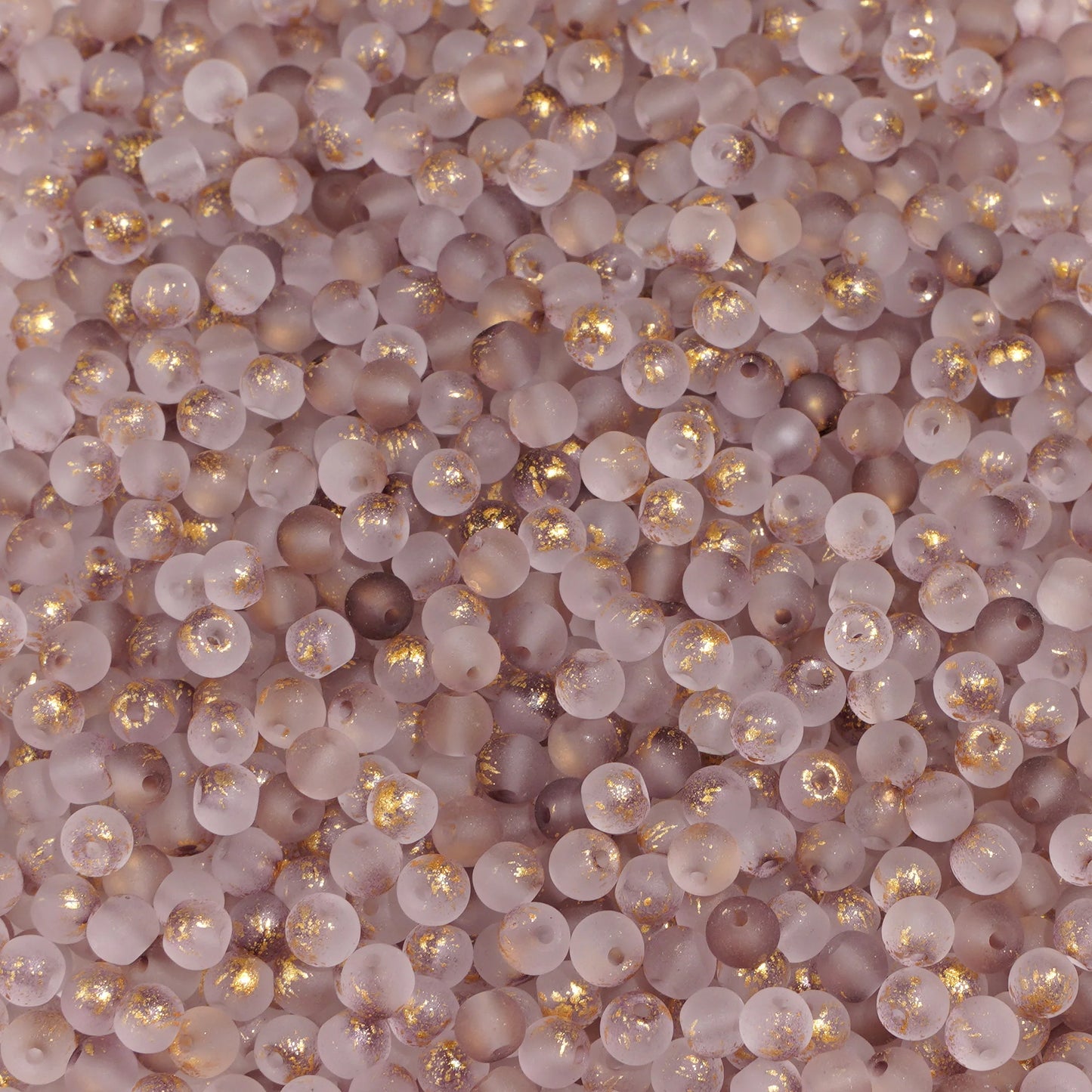 100Pcs 4mm High Quality Frosted Gold Splattered Glass Rice Beads Loose Beads