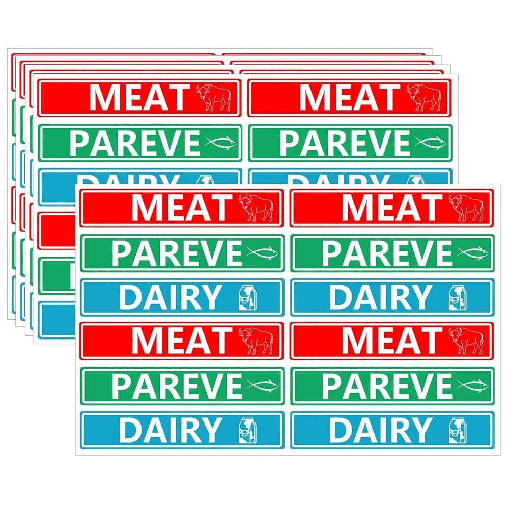 120 Pcs Kosher Labels Meat Dairy Parve Stickers 1.5x0.25inch