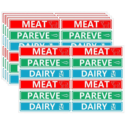 120 Pcs Kosher Labels Meat Dairy Parve Stickers 1.5x0.25inch