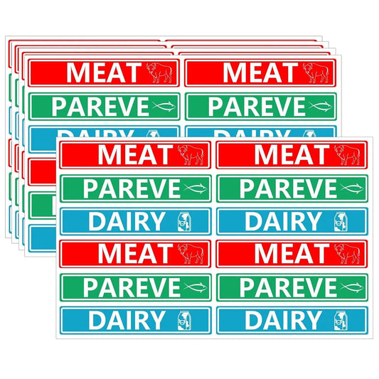 120 Pcs Kosher Labels Meat Dairy Parve Stickers 1.5x0.25inch