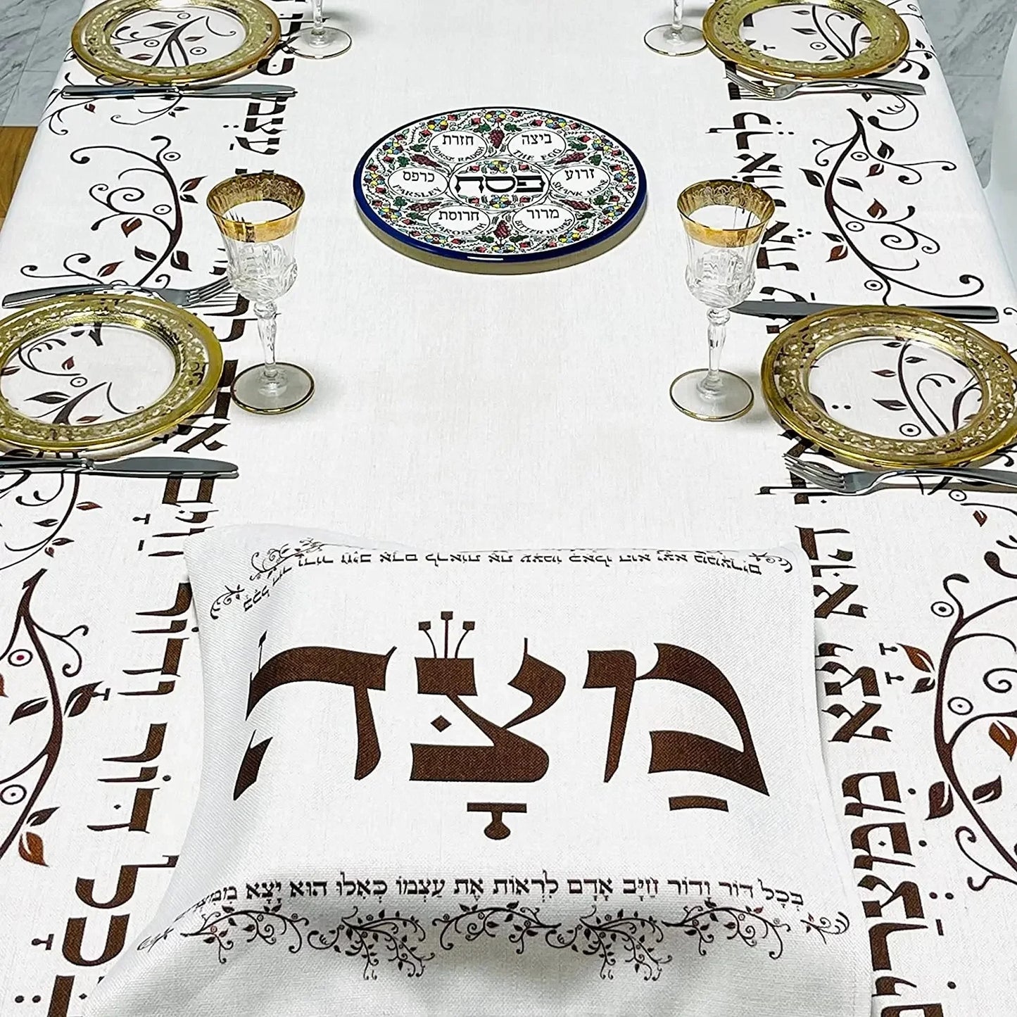 Passover Hebrew  Waterproof  Rectangle Tablecloth for Seder  Table