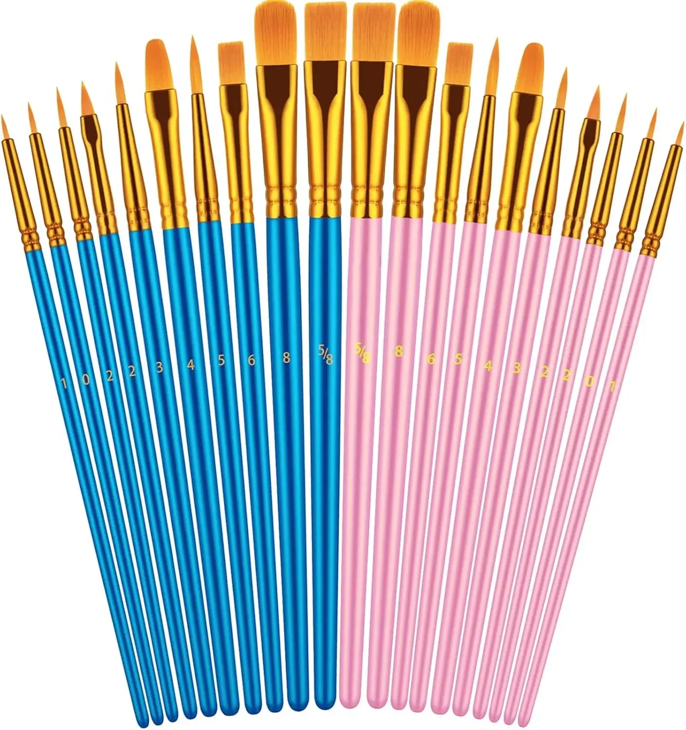 20 oil watercolor acrylic paint brushes blue Different Sizes