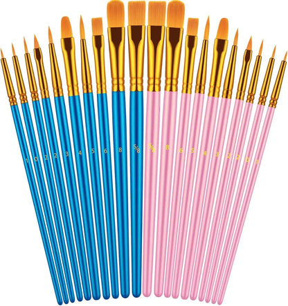 20 oil watercolor acrylic paint brushes blue Different Sizes