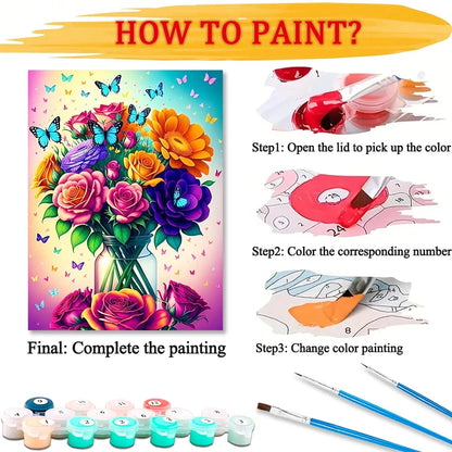 Canvas Flowers Art Paint By Numbers Craft Kit