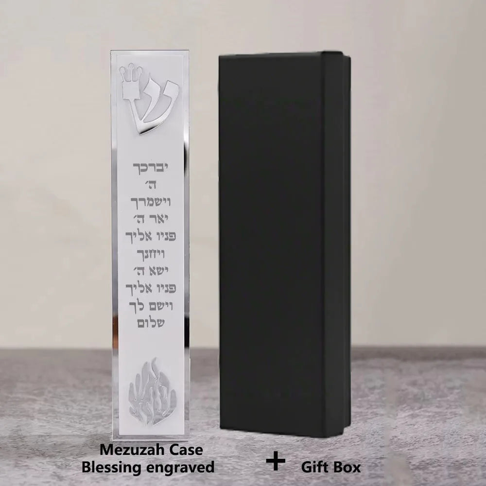 Acrylic 3D Cut Jewish Mezuzah with Home Blessing
