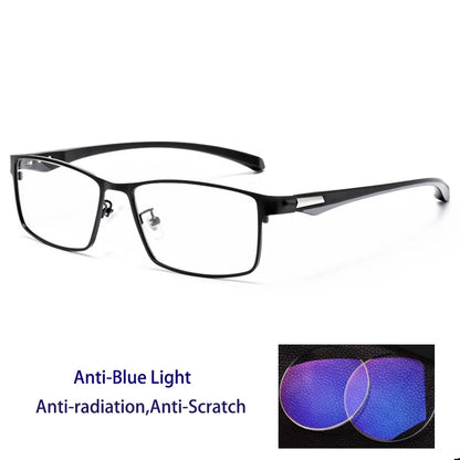 Anti Blue Light Men Reading Glasses Titanium Alloy Metal Frame  +1.50 1.75 2.0 2.25 2.50 2.75