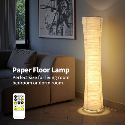 Remote paper and chrome-plated standing lamp with LED light strip