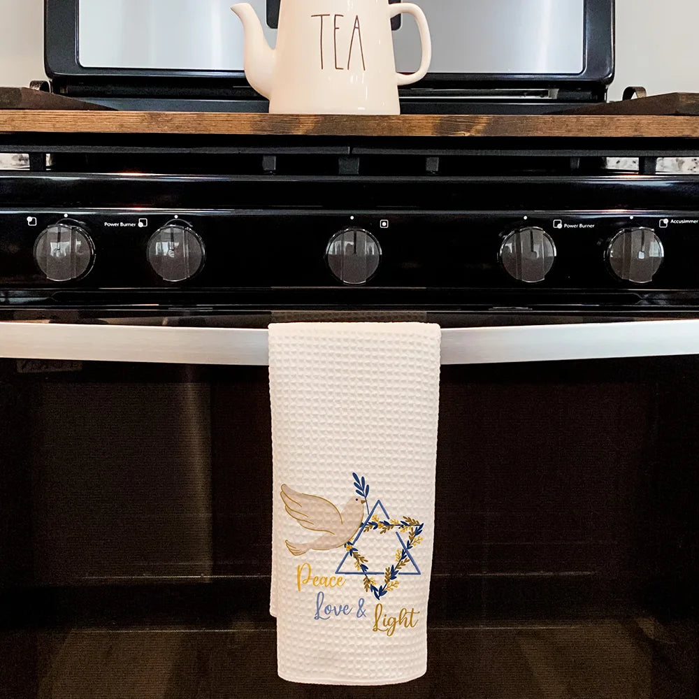 Peace Love Light Star of David Jewish Holiday Kitchen Dish Towel
