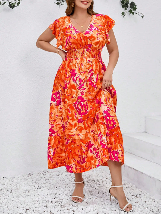 Plus Size  Floral Print Boho Sundress