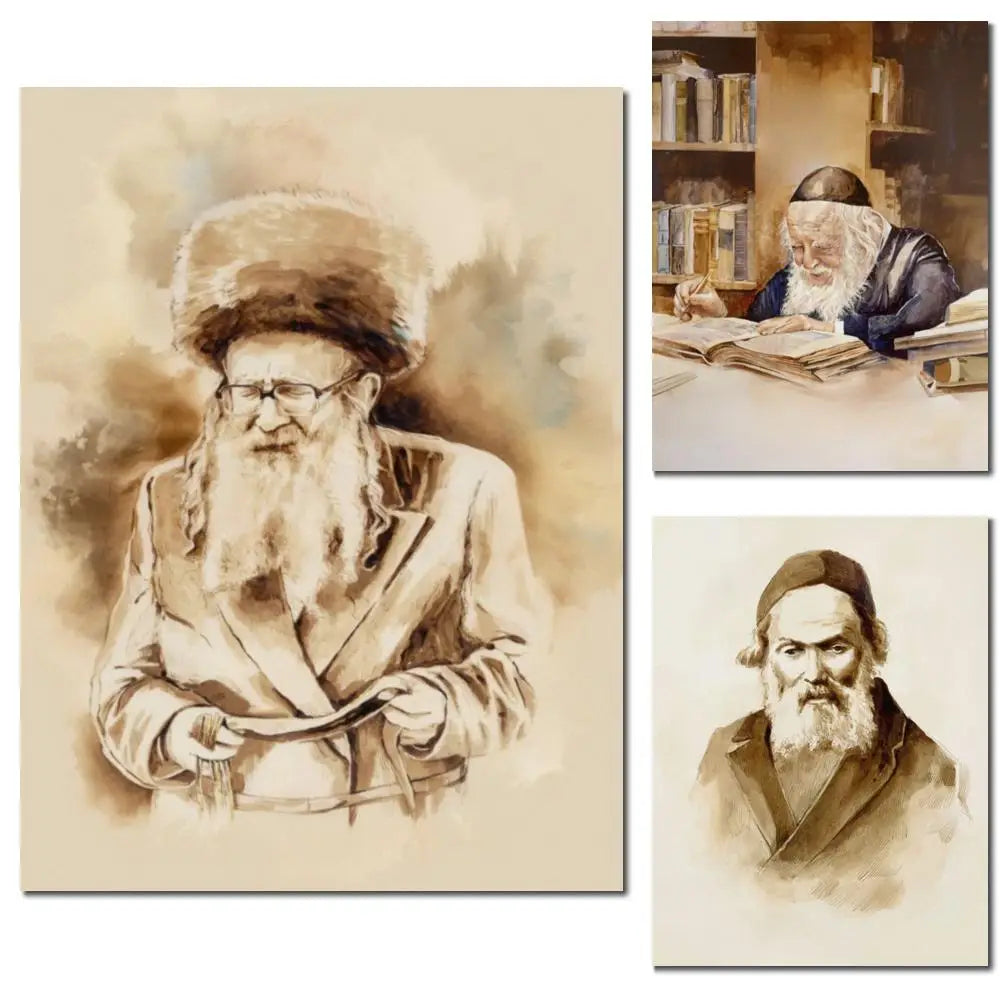 Traditional Judaica Rabbi Portrait  HD Canvas Print
