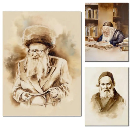 Traditional Judaica Rabbi Portrait  HD Canvas Print