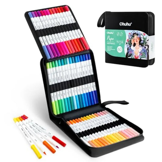 Water-based Dual Brush / Fine liner Tip Markers 60 Colors