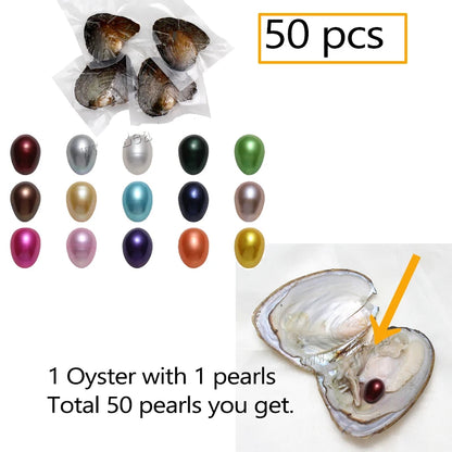 1-50PC Oyster Wish Freshwater Pearl Kit mixed colors 5-8mm in Bead size