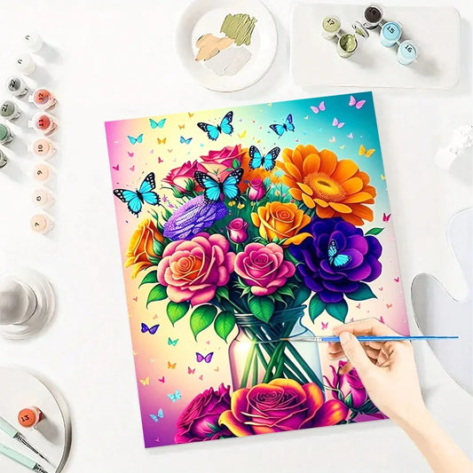 Canvas Flowers Art Paint By Numbers Craft Kit