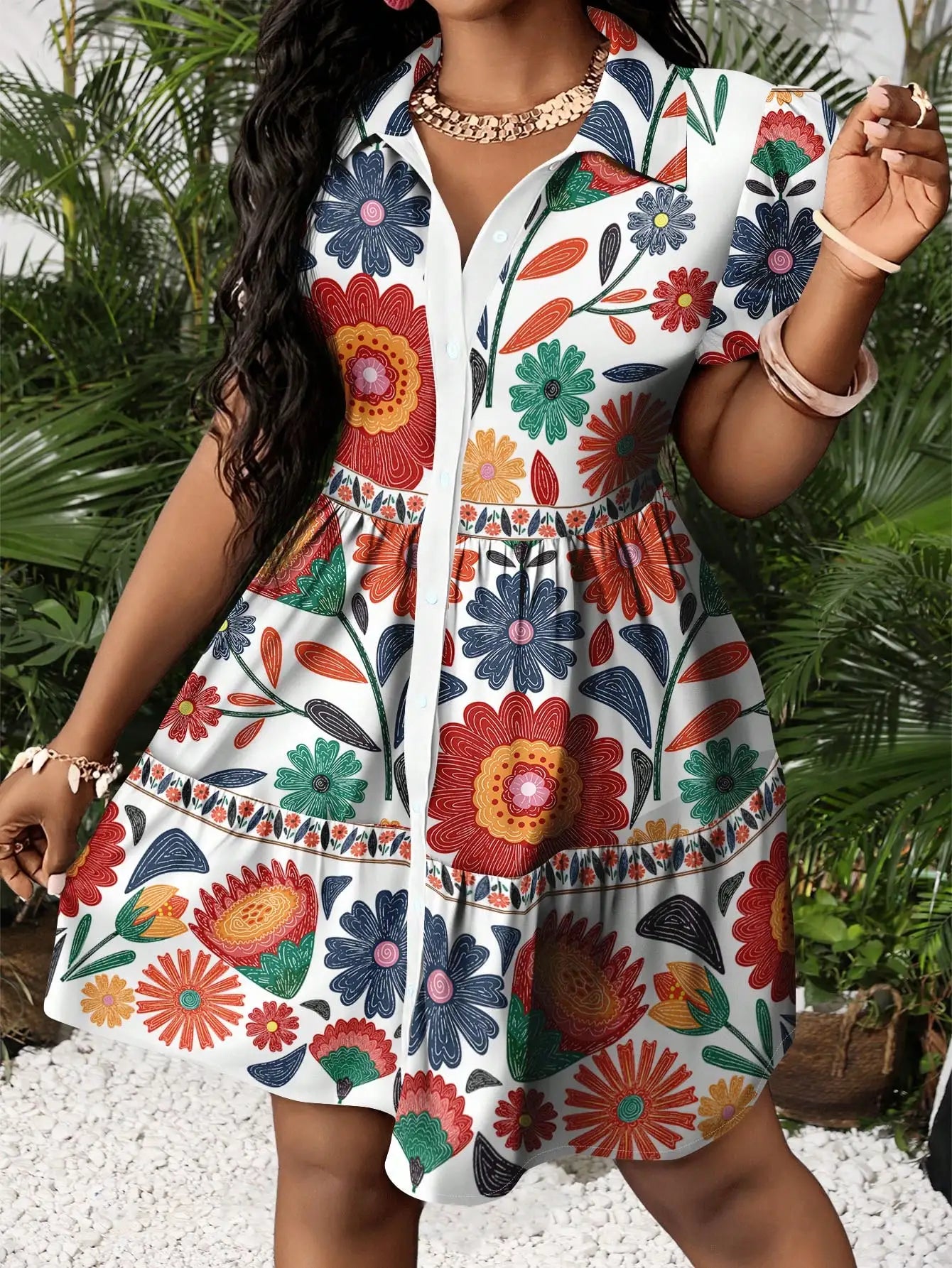 Women's Floral Print Puff Sleeve A-Line Mini Dress  Boho Summer Dress