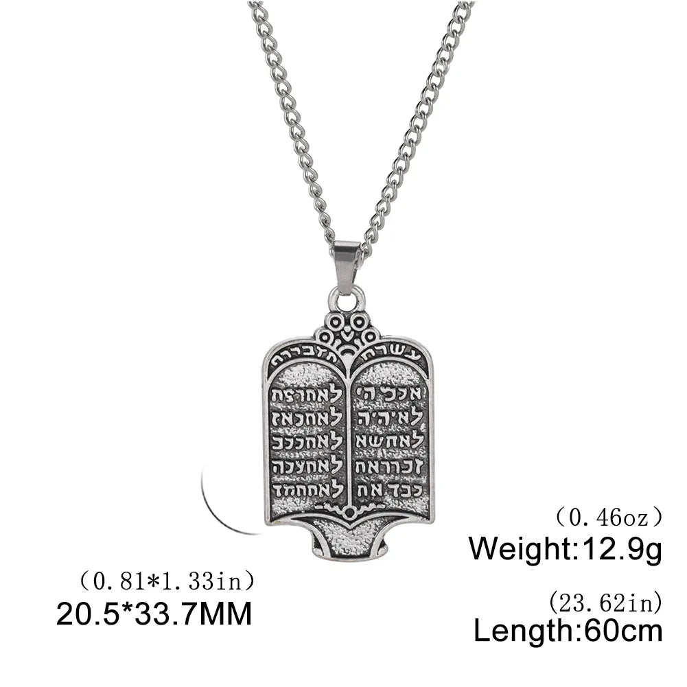 Judaica  Moses 10 Commandments Tablets Pendant Necklace
