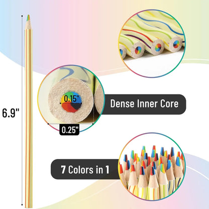 48-Pack Rainbow Pencils, 7 Colors in 1