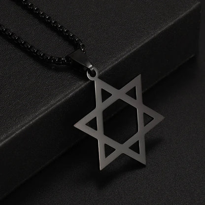 Stainless Steel Hamsa Hands of Fatima Hebrew Blessing Star of David Necklace