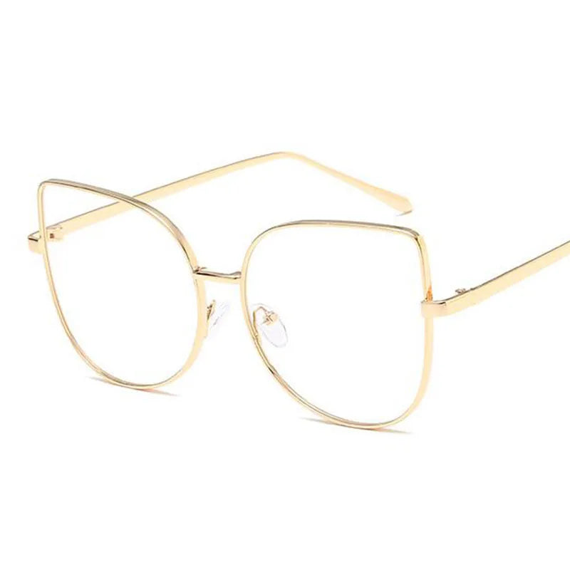 Retro Anti-Blue Radiation Myopia Glass Metal Oversized Cat Eye Frame Glasses Diopter 0 to -6.0