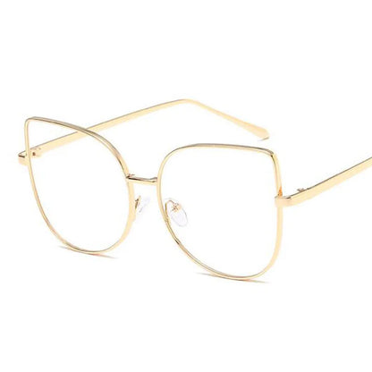 Retro Anti-Blue Radiation Myopia Glass Metal Oversized Cat Eye Frame Glasses Diopter 0 to -6.0