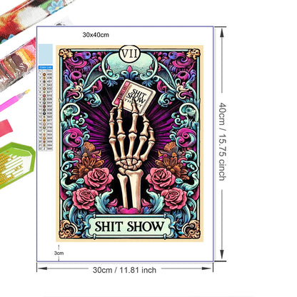 DIY 5D  12x16Inch Embroidery Tarot Card Diamond Painting Cartoon Skeleton Cross Stitch Set