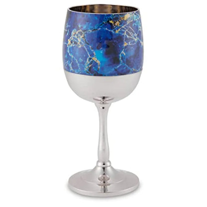 Nickel Plated Blue Marble  Havdalah Set