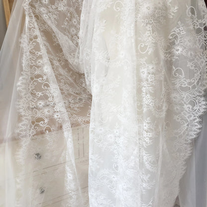 150cm Width 3Meters/lot Off White French Chantilly Lace Fabric