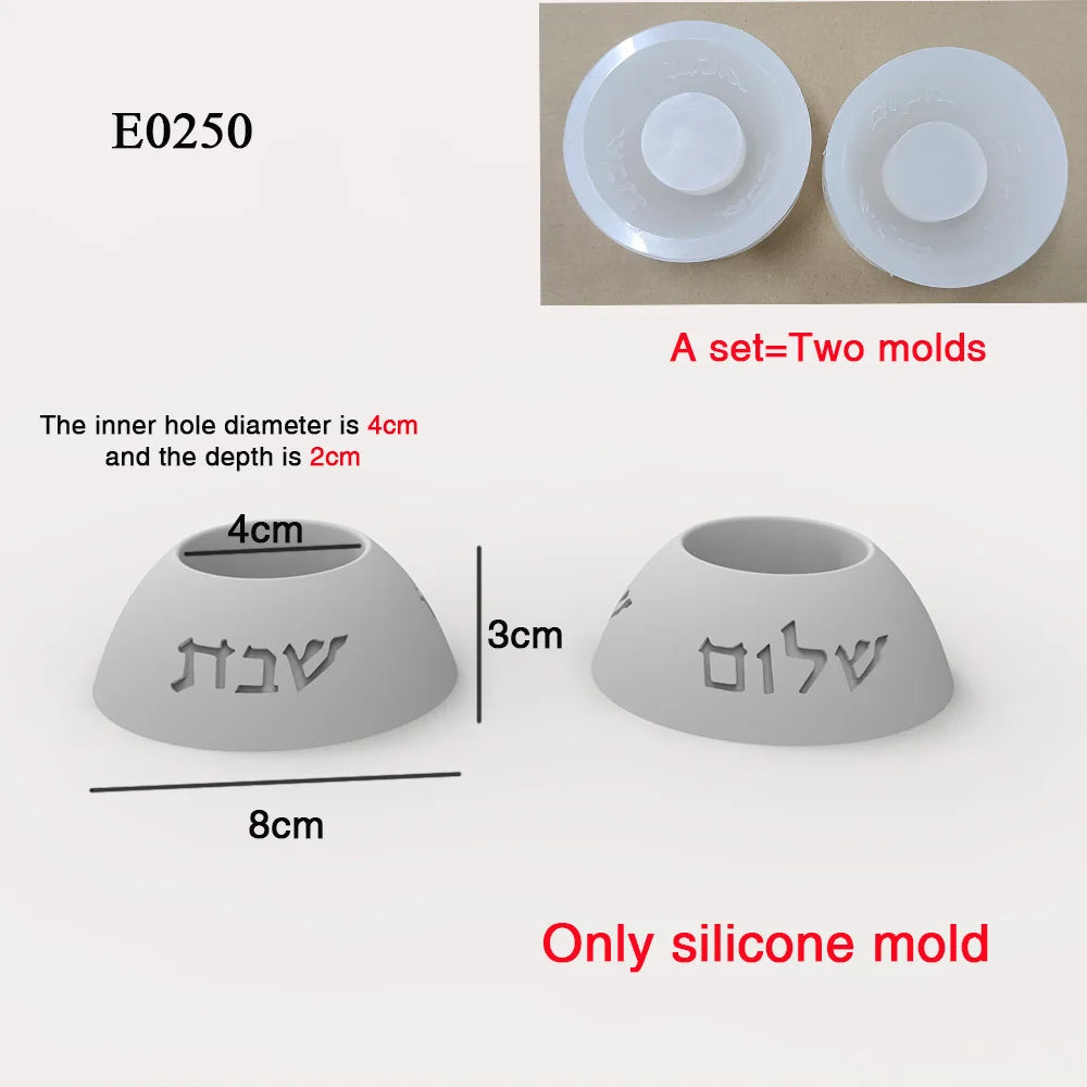 Judaica Silicone Mold For Shabbat Candle Holders Set
