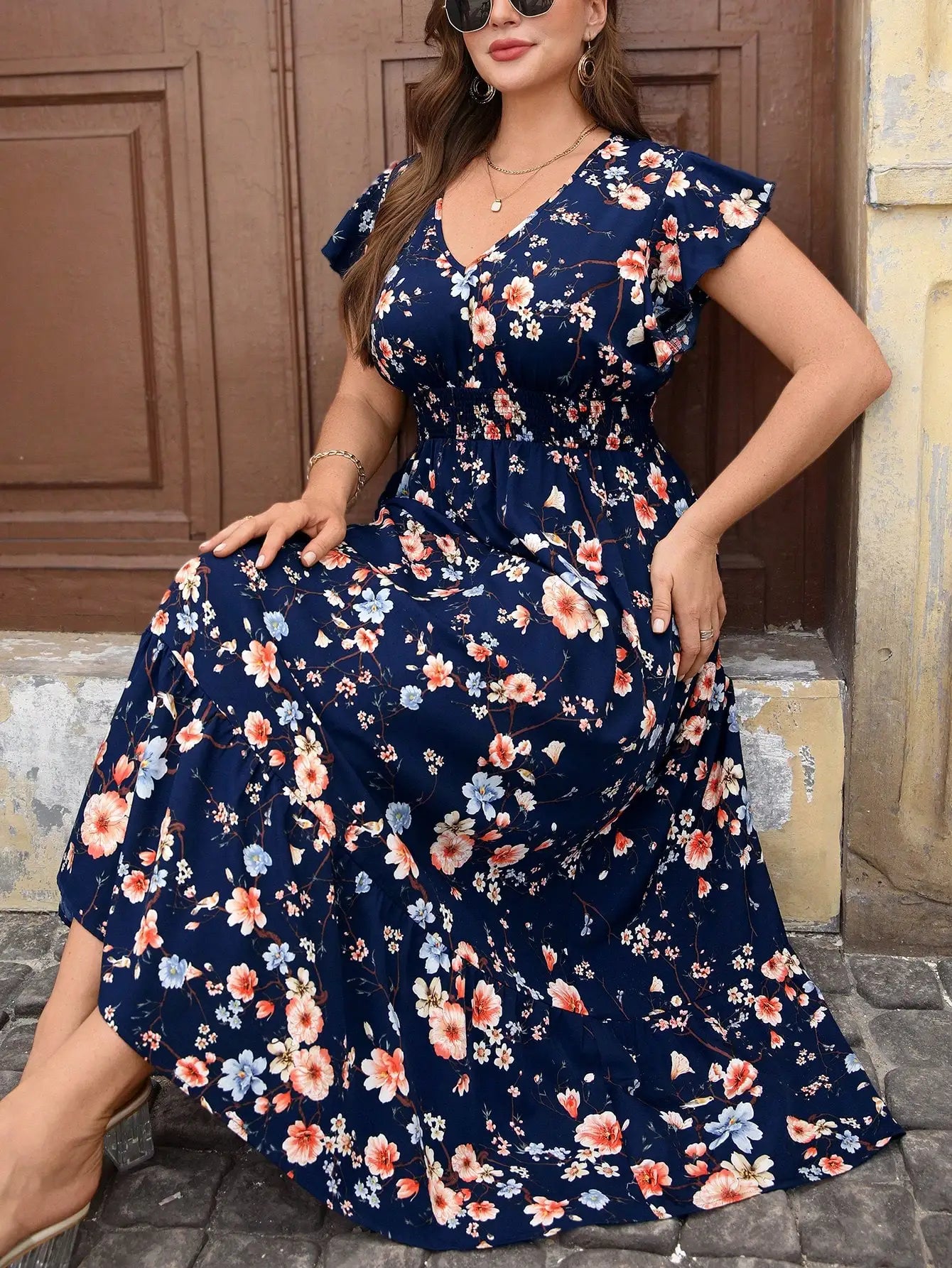 Plus Size  Floral Print Boho Sundress