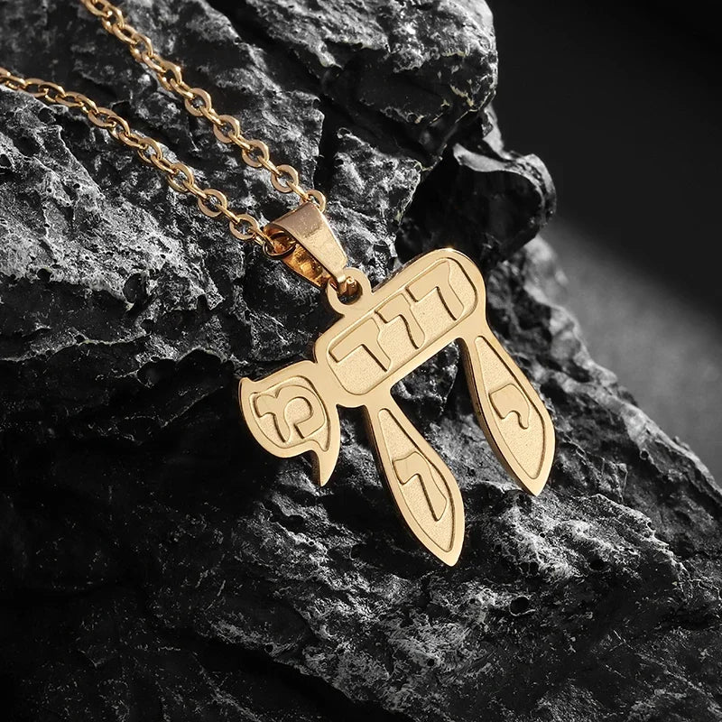 Stainless Steel Hamsa Hands of Fatima Hebrew Blessing Star of David Necklace