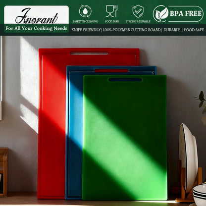 COOK WITH COLOR with Easy Grip Handle Non-Slip Cutting Board Set
