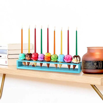 Hanukkah 's Ice Cream Menorah Painted in Vibrant Colors