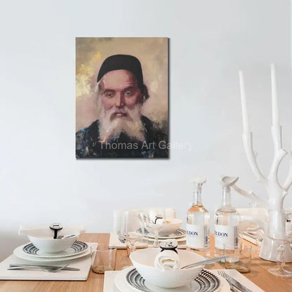 Traditional Judaica Rabbi Portrait  HD Canvas Print