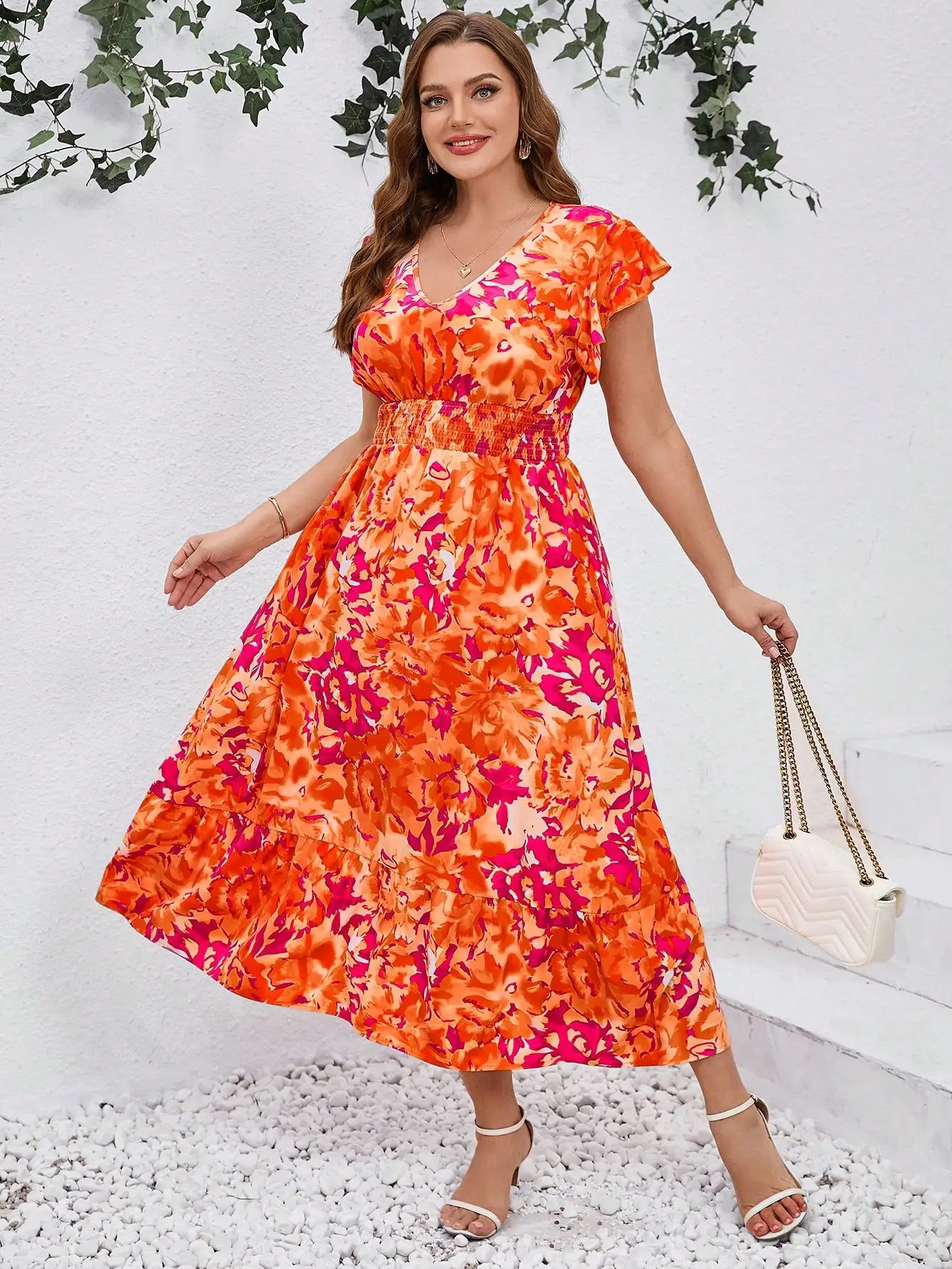Plus Size  Floral Print Boho Sundress