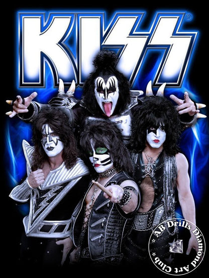 5D DIY AB Drills Diamond Painting Heavy Metal Rock Kiss Band Cross Stitch Kit