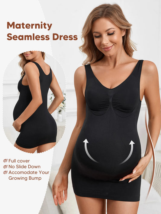 Women’s Maternity Sleeveless Tank Tops, Pregnancy Belly Support Bodycon Dress