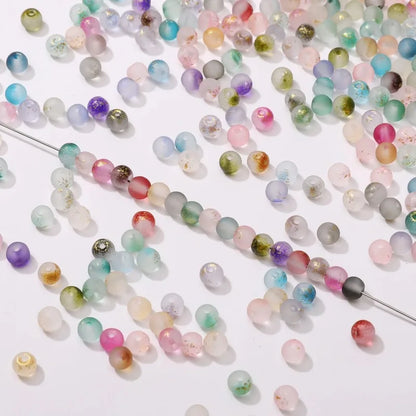 100Pcs 4mm High Quality Frosted Gold Splattered Glass Rice Beads Loose Beads