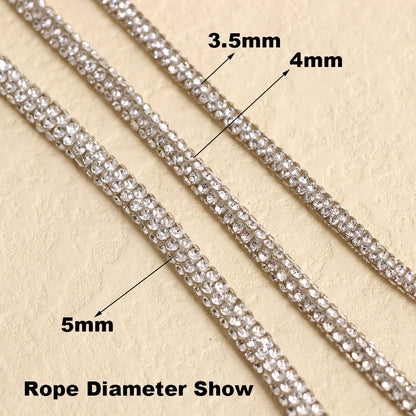 2 Yards Rhinestone Rope Glitter 4mm Crystal Tube Cord Trimming