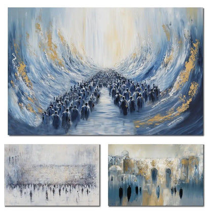 Abstract  Handmade Jerusalem Canvas Judaica  Artwork Oil Paintings