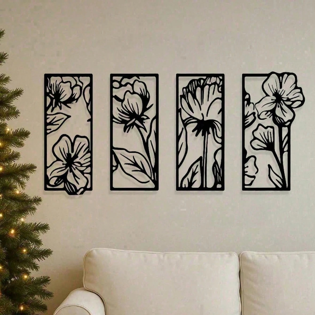 4Pcs Gothic Floral Metal Wall Art