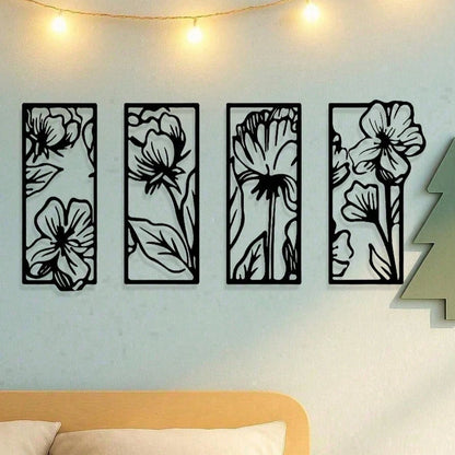 4Pcs Gothic Floral Metal Wall Art