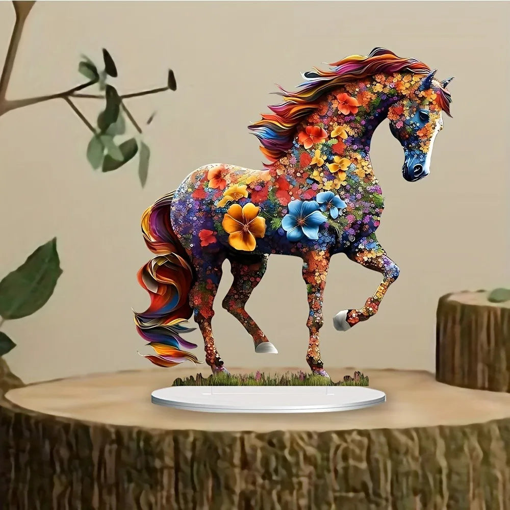 Colored Horse Statue Light Catcher with a Hollow-out design