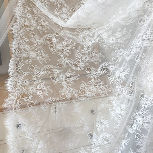 150cm Width 3Meters/lot Off White French Chantilly Lace Fabric